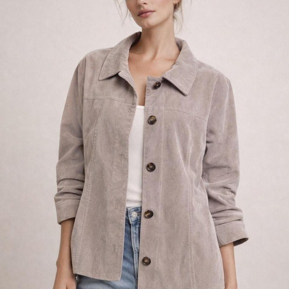 Blue Q Jackets & Blazers - Light brown suede jacket with button-up front